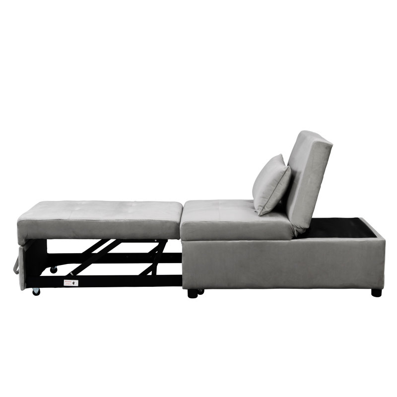 Canapé-lit pliant avec repose-pieds, Velours gris