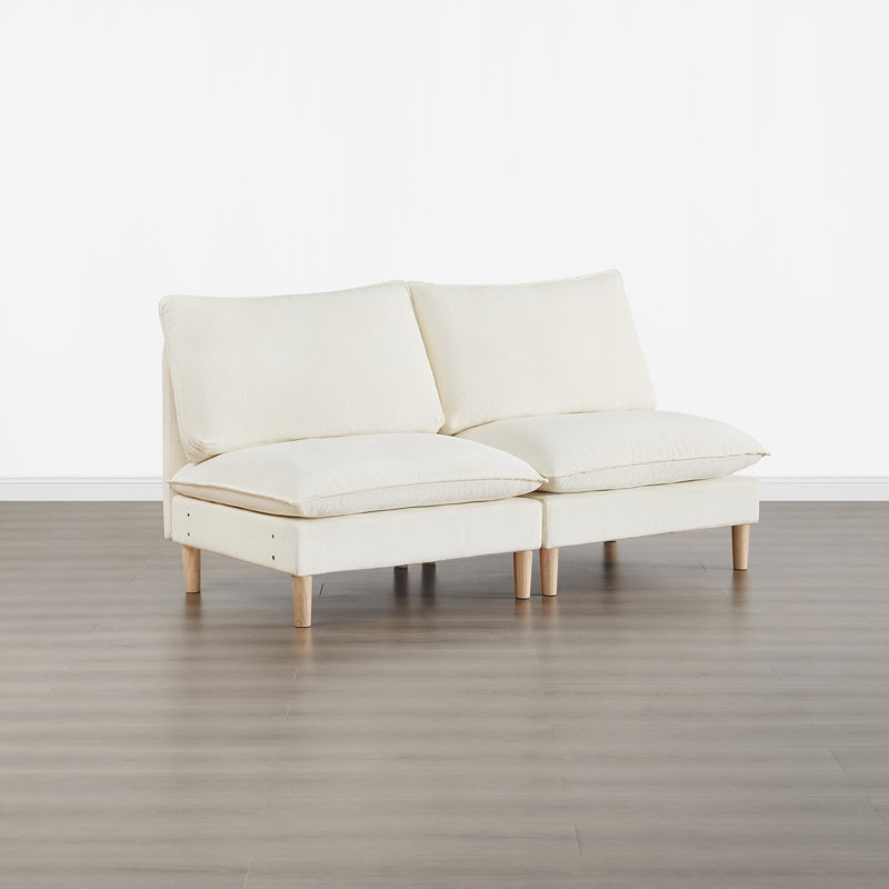 Choquette Upholstered Modular Armless Sofa, Cream