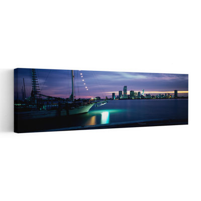 Sailboat In The Sea, Miami, Miami-Dade County, Florida, Usa Abstract Contemporary City Landscape Wall Art