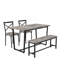 Ensemble de table et de chaises quatre pièces avec dossier, style industriel, structure solide-1788455661-1788455663