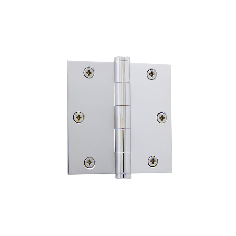 3.5'' x 3.5'' Brass Butt Bearing Hinge, Bright Chrome