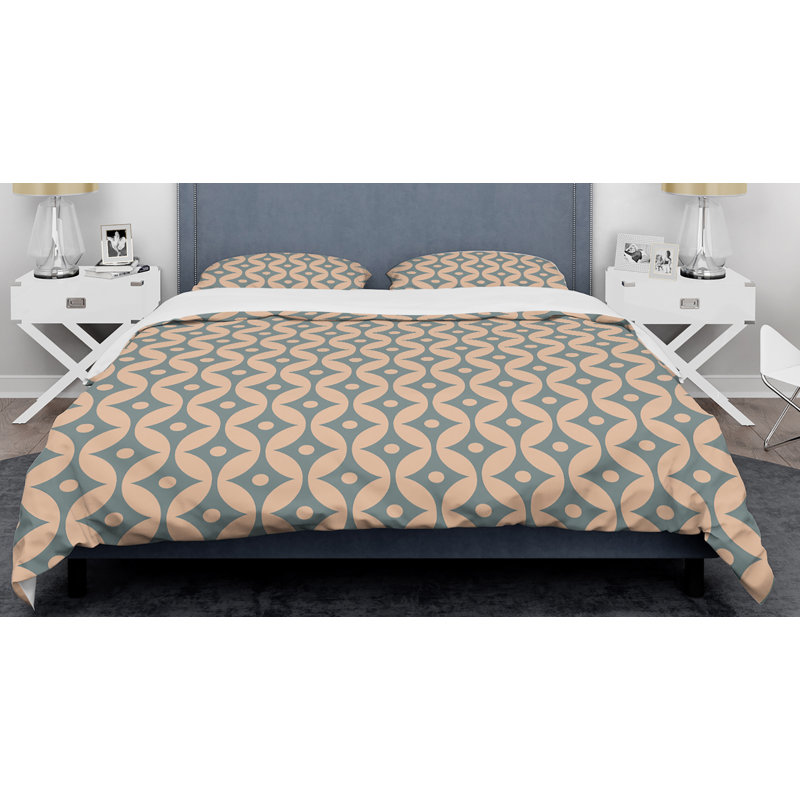 Ensemble de housse couette mid-century rétro cs Abstract, Housse de couette double / grand et 2 taies décor