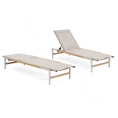 Chaise longue d'extérieur en aluminium, ensemble de 2