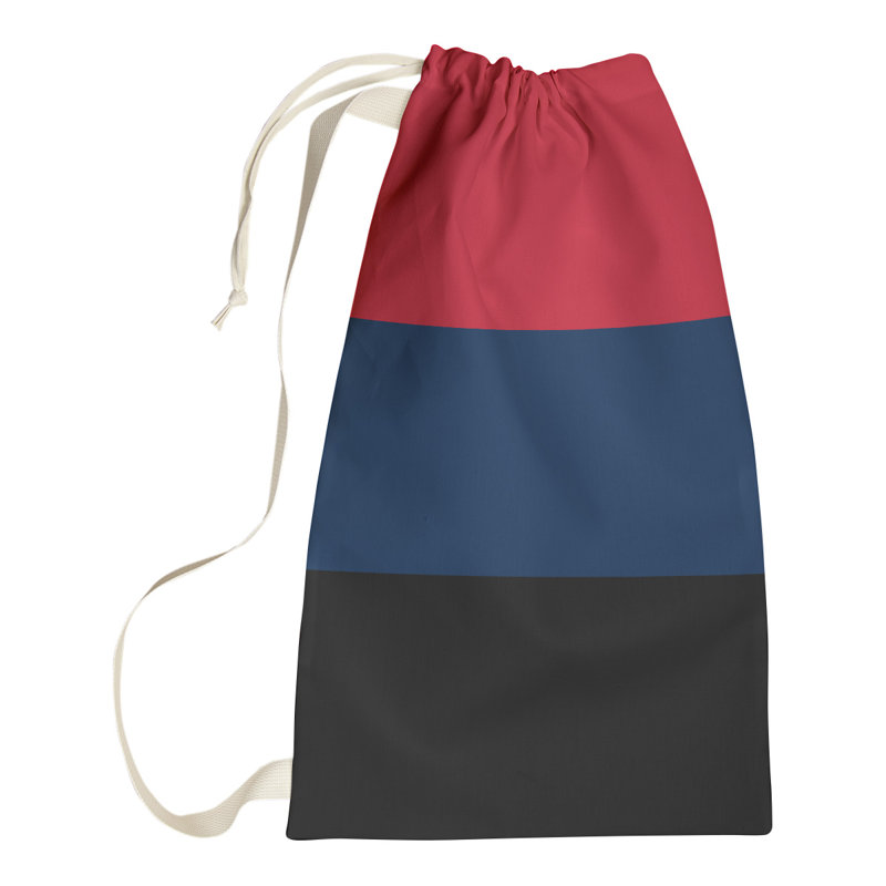 Fabric Laundry Bag with Handles, 36" H x 28" W x 1.5" D, Red/Blue/Black