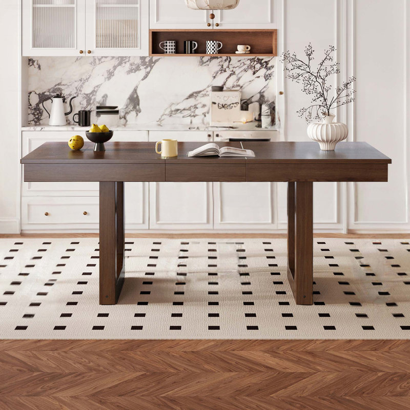 Table de salle à manger extensible avec rallonge amovible (60 po à 78 po, noyer, 4 à 8 places), Noyer