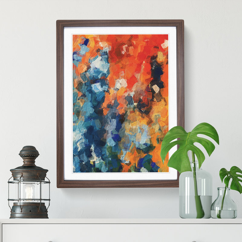 Creatures Of The Night Abstract - Single Picture Frame Painting, 64cm H x 46cm W x 2cm D, Brown Framed