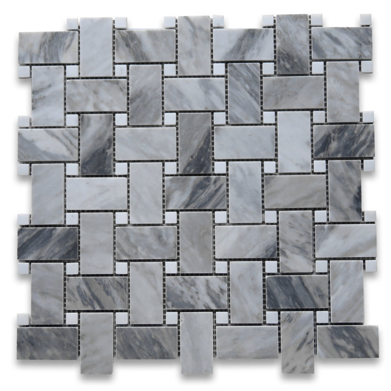 Bardiglio 12" x 12" Marble Pinwheel Mosaic Wall & Floor Tile, Light Gray