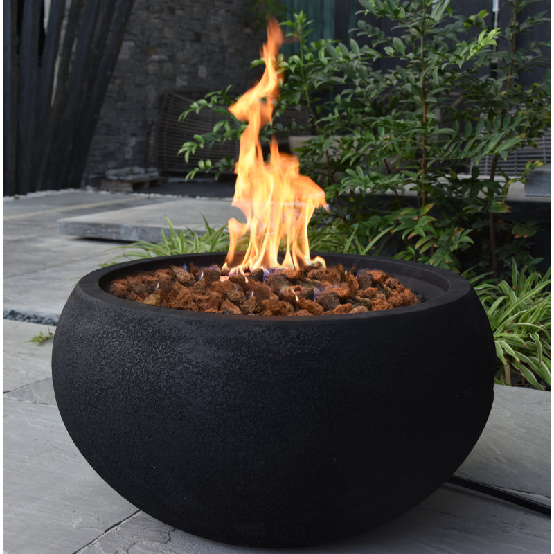 York 27" Liquid Concrete Fire Bowl, Natural gas, Black