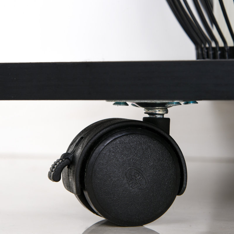 Black Mobile Printer Stand with Drawer and Adjustable Shelf