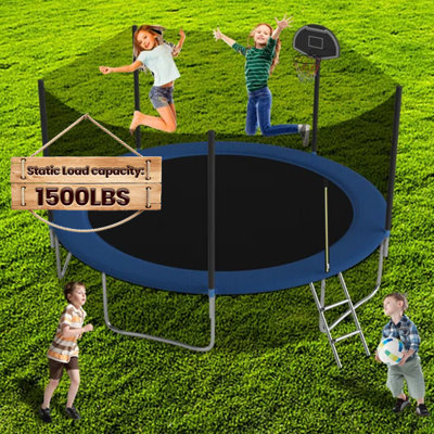 Tranpoline d'extérieur 14 pi avec filet de sécurité et crochet en T pour enfants et adultes