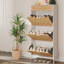 Armoire à chaussures, rangement pour chaussures avec 3 portes rabattables, étagère à chaussures en rotin naturel avec tablette réglable, 1 tiroir, armoire à chaussures pour vestibule-525710469-525710472