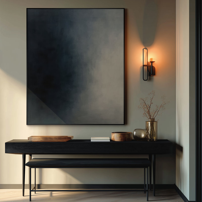 Extra Large Wall Art Fabric Print - Moody Blue and Beige Soft Gradient Abstract Artwork Decor for Living Room or Bedroom - "Frame Assembly Required (Unfinished Frame)"