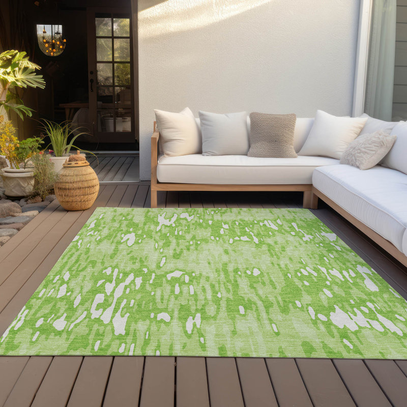 Tapis lavable intérieur / extérieur Ken Lime , 10 pi x 14 pi