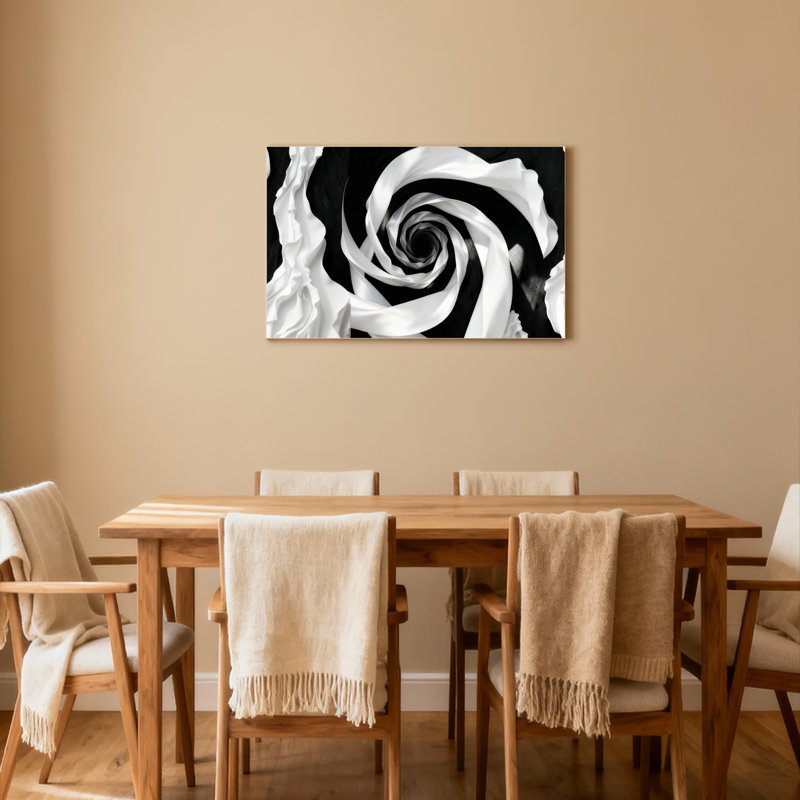 «Black and White Rose», ensemble de 1 reproduction d'art sur toile tendue sur toile, H 12 po x l 18 po