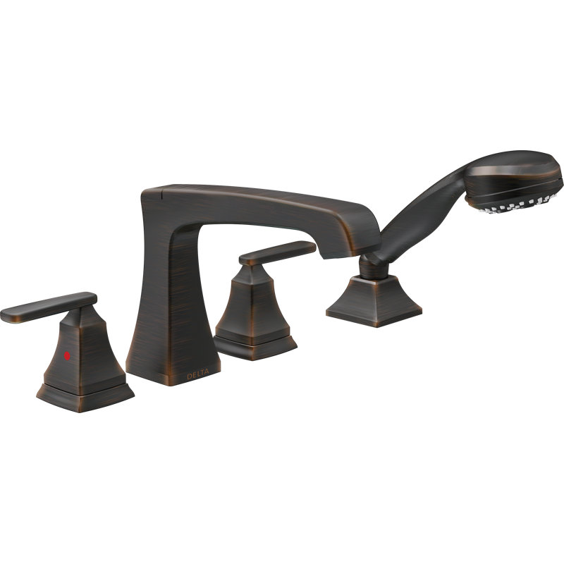 Ashlyn Double Handle Deck Mounted Roman Tub Faucet Trim with Handshower, Venetian Bronze