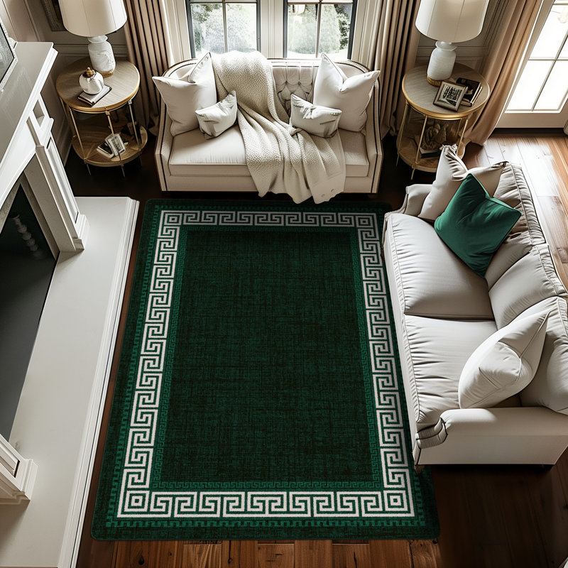 Tapis traditionnel grec Res Resence Andros Key Emerald, Rectangle 7 pi 8 po x 10 pi 9 po