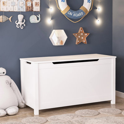 Kids Wooden Toy Box/Bench With Safety Hinged Lid For Ages 3+