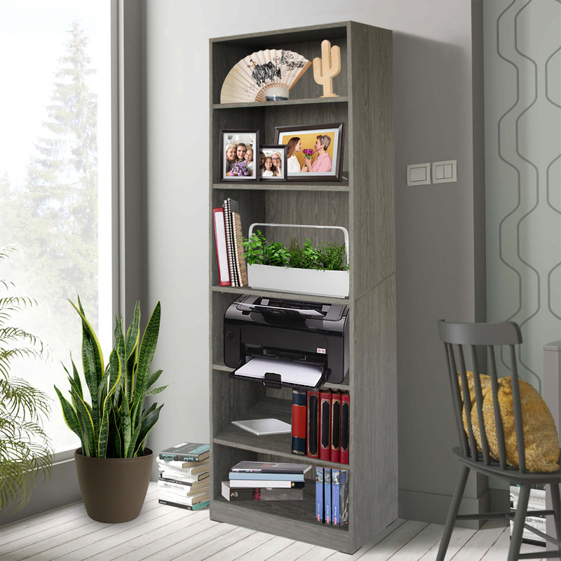 Troche 181.7cm H x 60.2cm W Bookcase, Graphite Oak