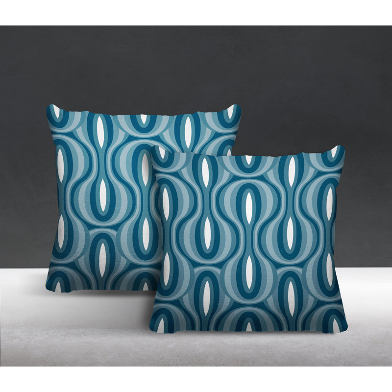 Coussin décoratif intérieur / extérieur Ikat, L 19 po x H 19 po, Turquoise