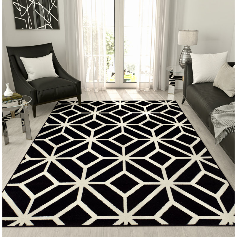 Dionca Wool Geometric Indoor / Outdoor Rug, Rectangle 5' x 8'