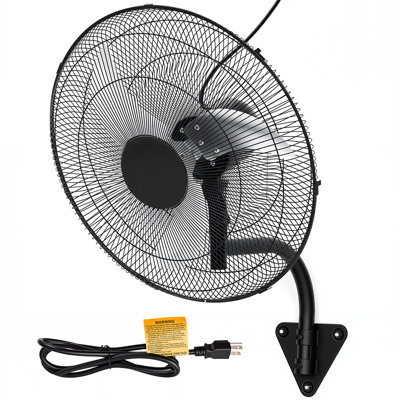 18" Industrial Wall Mount Fan, 3500 CFM Heavy-Duty Oscillating Metal Fan with 3 Speeds & 30° Tilt for Garage, Workshop & Patio