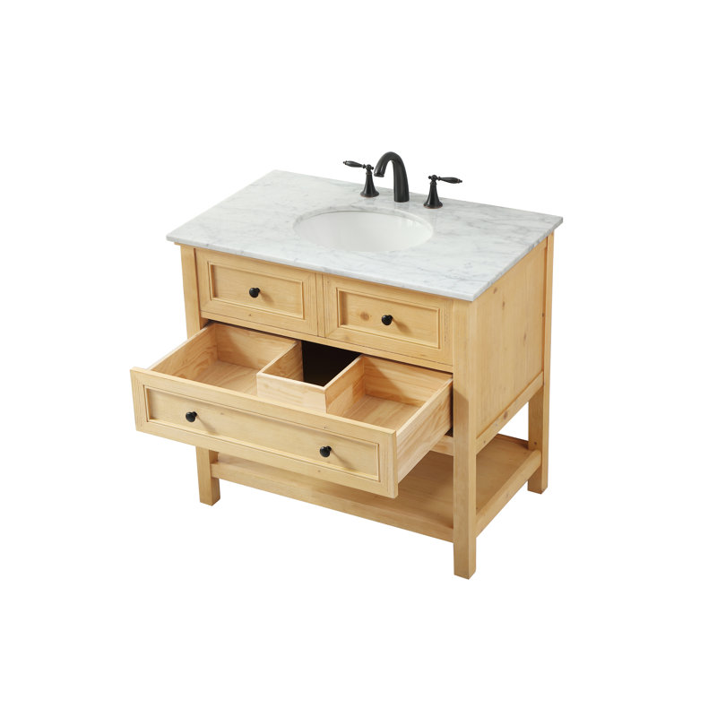 Ensemble de meuble-lavabo simple 36 po Bonsai, Brun clair