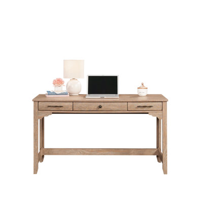 Wood Writing Desk With 1-Inch Thick Work Surface, Brown