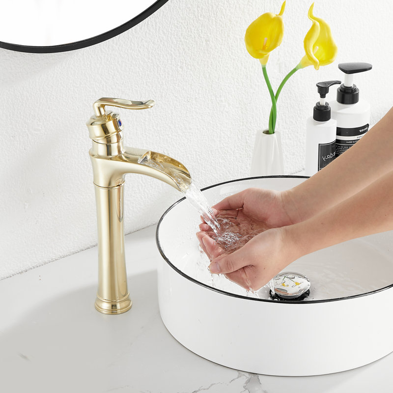 Single-handle Bathroom Faucet with Drain Assembly, Brushed Gold