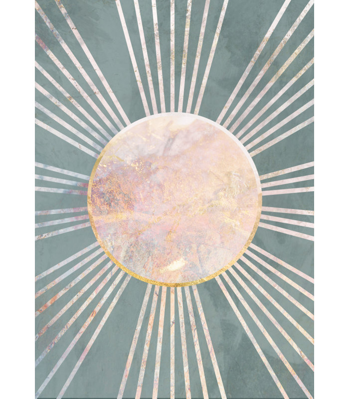 Boho Sun Rays, Green/Beige/Gold, 121.92 cm H x 81.28 cm W