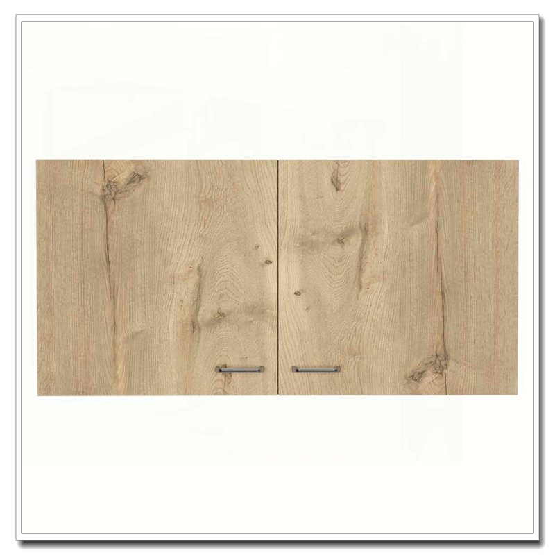 White and Light Oak Rectangle 2-Door Wall Cabinet
