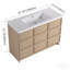 Meuble-lavabo autoportant 48 po avec lavabo en résine et 3 portes d'armoire à fermeture en douceur, contreplaqué, chêne Dune