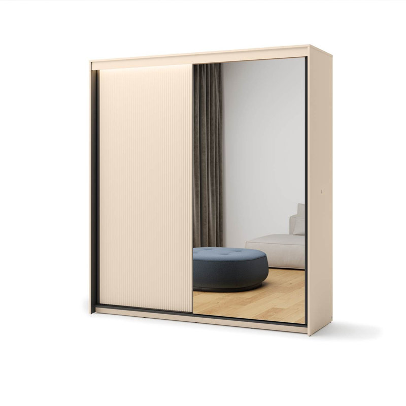 2 Door Manufactured Wood Wardrobe, Beige