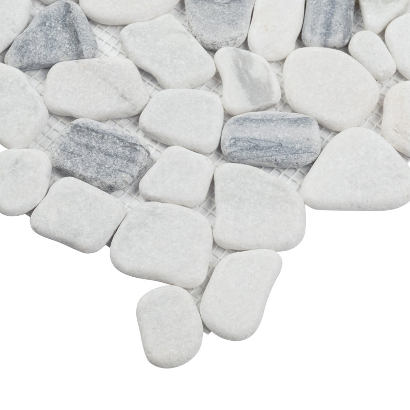 Marvella Pebble 12 in. x 12 in. Natural stone Mosaic Floor and Wall Tile, Nero Bianco