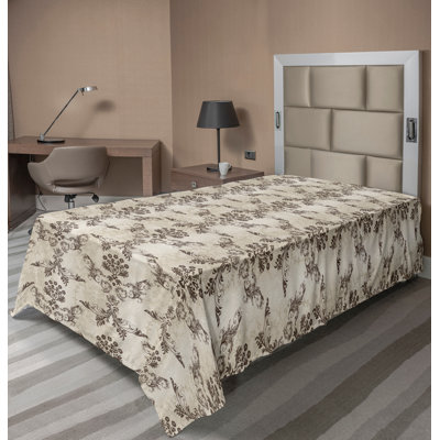 Ambesonne Marble Print Top Flat Sheet Marble Grunge Stone King Beige Brown