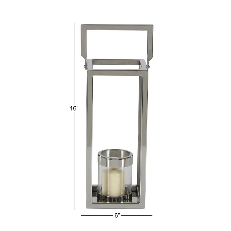 Lanterne en acier et verre, H 16 po x l 6 po x P 5 po