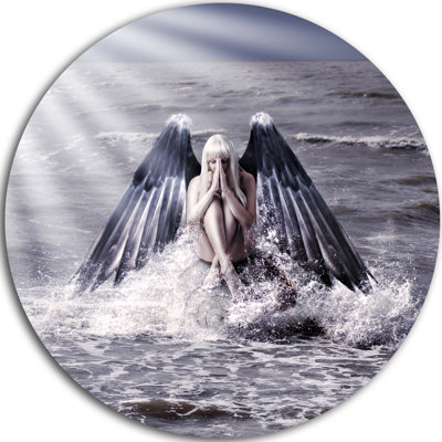 " Woman With Dark Angel Wings "