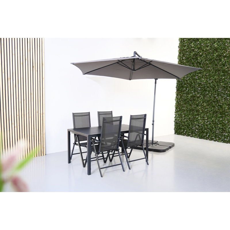 Krittika 4 - Person Patio Dining Set with Rectangular Table, Black