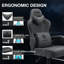 Fauteuil inclinable et ergonomique inclinable en tissu et jeu de course avec haut-parleurs Bluetooth et coussin lombaire à vibration-793459809