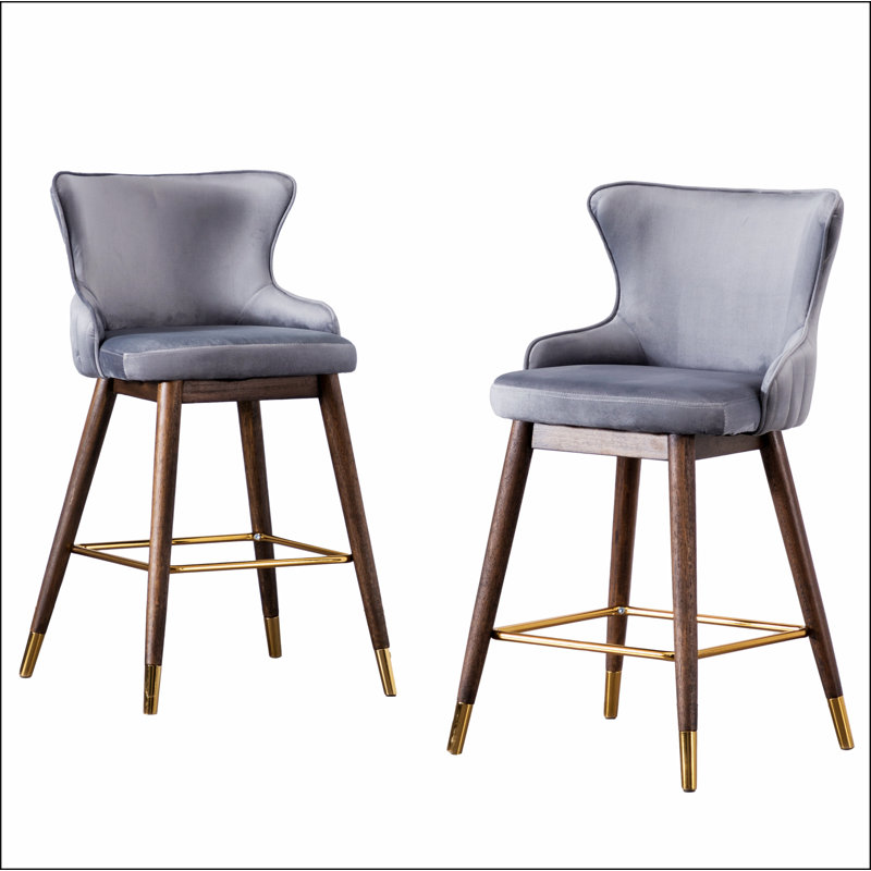 Tabourets à oreilles à hauteur de comptoir rembourrés en tissu Leland, Tabouret de comptoir (siège d'une hauteur de 26 p