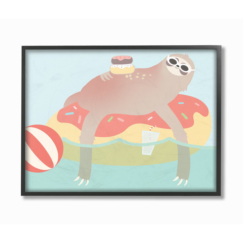 Caricature de paresseux Haman, H 14 po x l 11 po x P 1,5 po, Giclée encadrée noir minuit