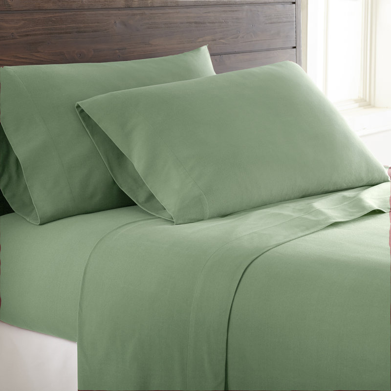 Ensemble de draps à poche profonde en microflanelle® de couleur unie, Saule
