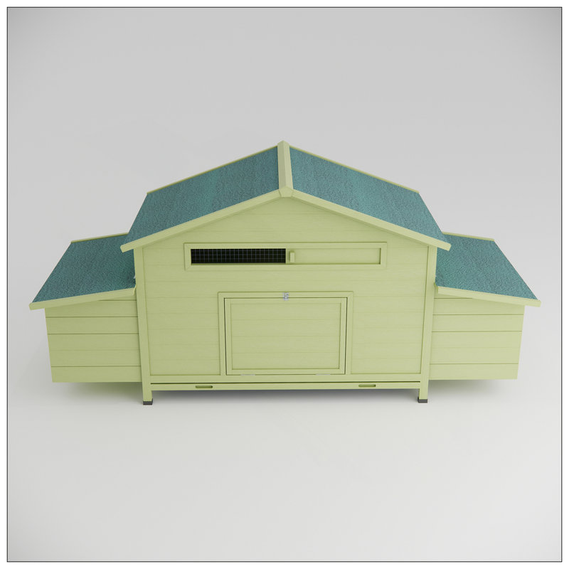 Large Wooden Chicken Coop With 2 Free-Range Doors, 2 Nesting Boxes, And Moisture-Proof Design For Outdoor Use, Green