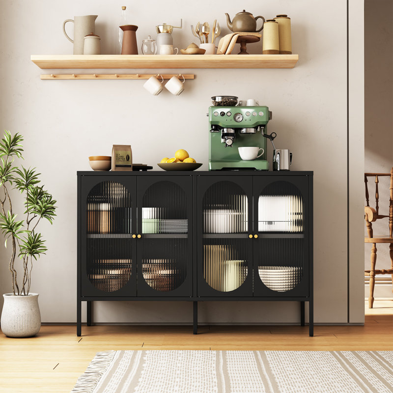 Armoire d'appoint en métal avec portes en verre l 47,2 po.