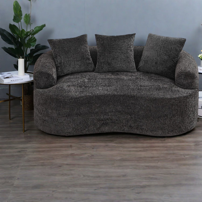 Canapé compact en chenille, canapés courbés modernes, sans assemblage pour la maison
