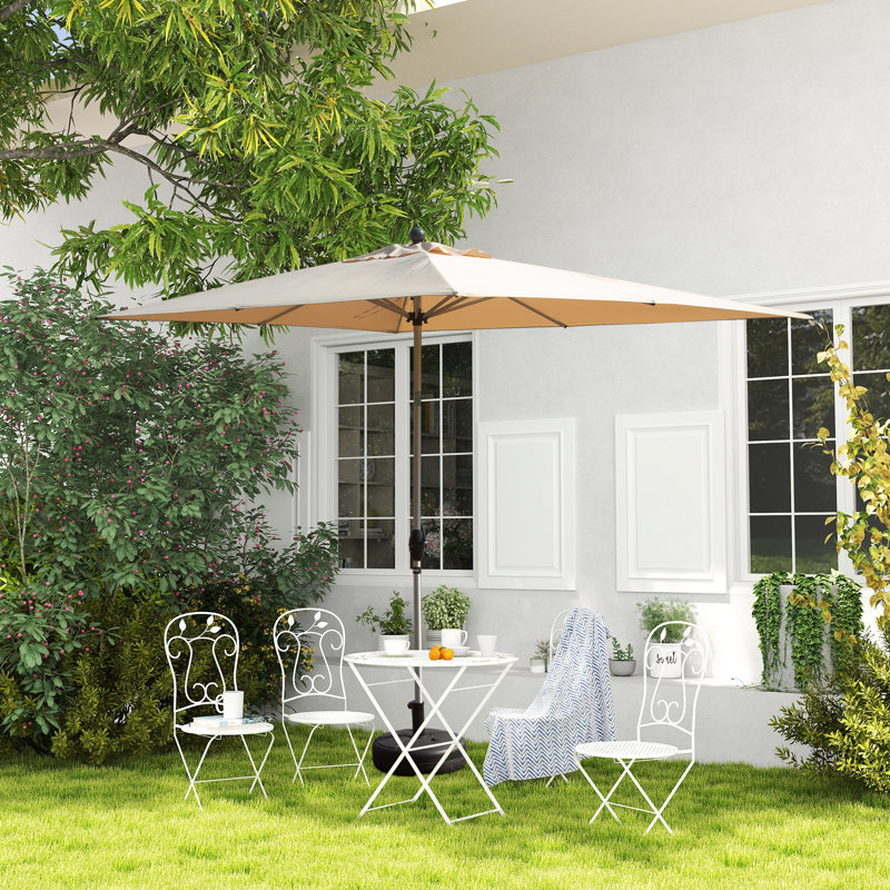 Parasol de marché rectangulaire avec mât central, Beige