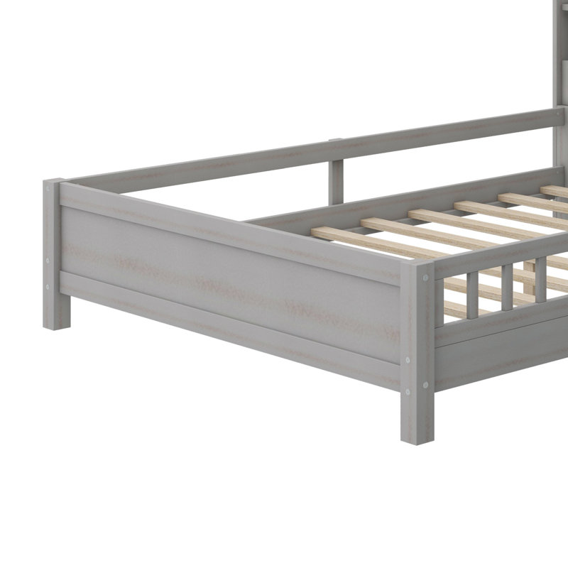 Lit plateforme avec rangement Eriny, gris