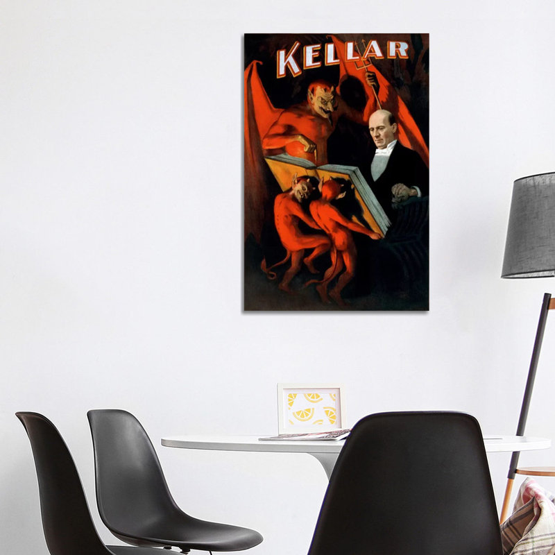 Kellar: Book of The Damned Vintage Magic Poster 1 Piece Wrapped Canvas Wall Art, 101.6 cm H x 66.04 cm W x 3.175 cm D