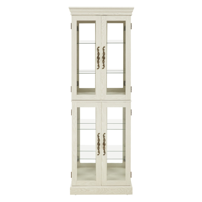 Meuble blanc antique avec de nombreux espaces de rangement et un éclairage intégré, cave à vin vitrée éclairée, rangement personnalisable.