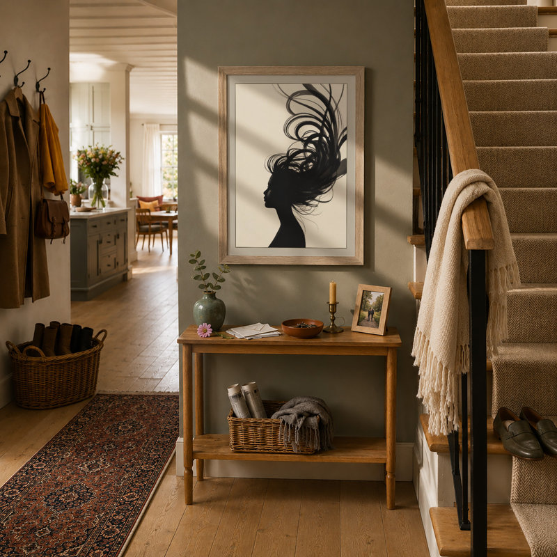 Flowing Hair Profile Minimalist - Print, Oak, A4 - 29.7 x 21.0 cm