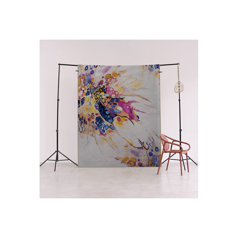 Beige Multi Color Abstract Paint Splatter Pattern Modern Decorative Machine Washable Area Rug, Runner 2'6" x 6'7"